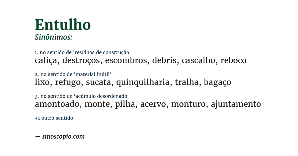 Sinônimo de entulho