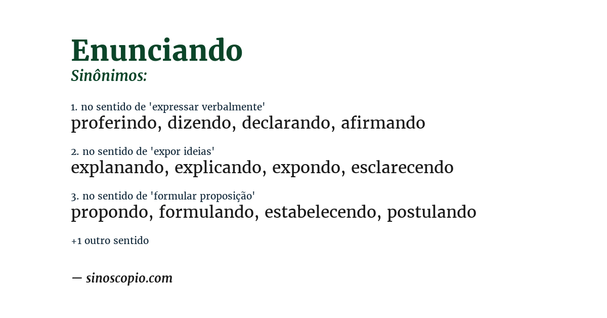 Sinônimo de enunciando