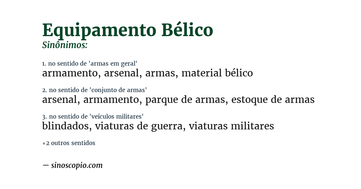 Sinônimo de equipamento bélico