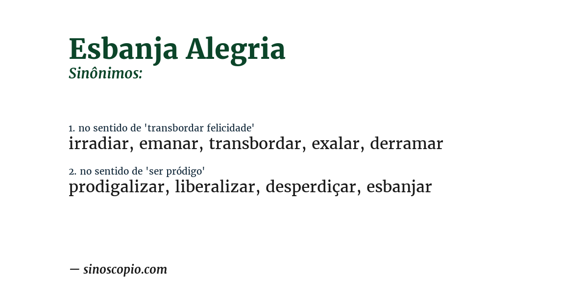 Sinônimo de esbanja alegria
