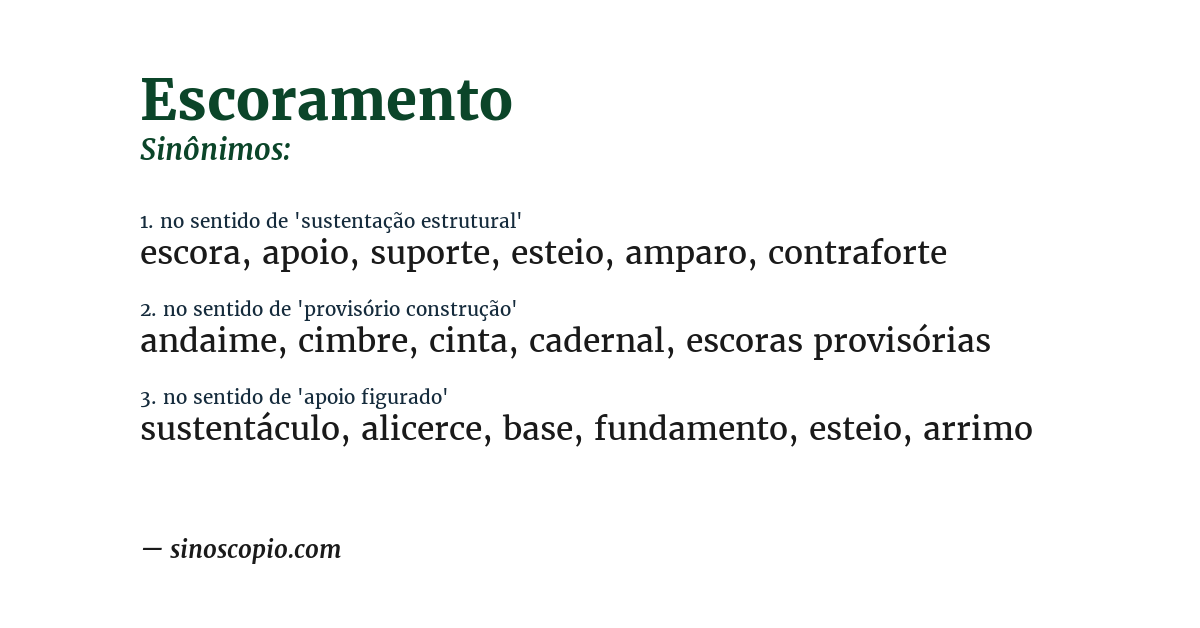 Sinônimo de escoramento