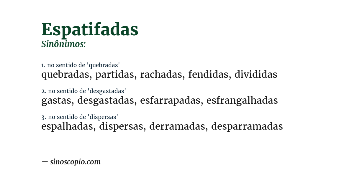 Sinônimo de espatifadas