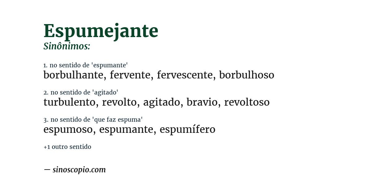 Sinônimo de espumejante