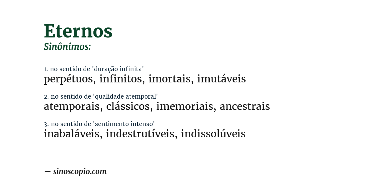 Sinônimo de eternos