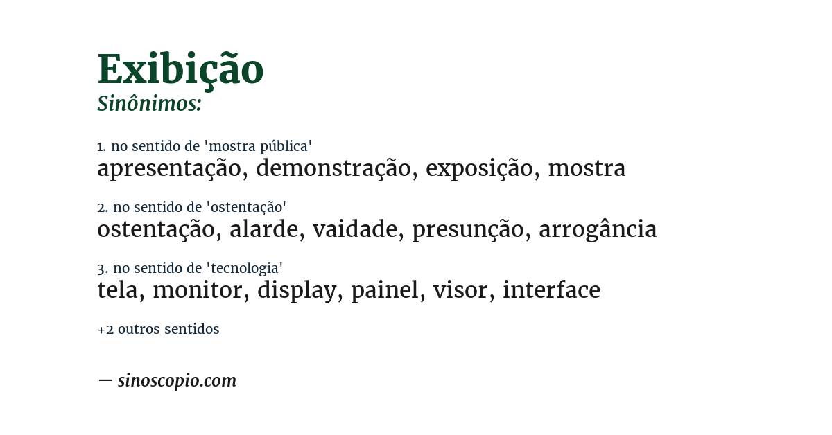 Sinônimo de exibição