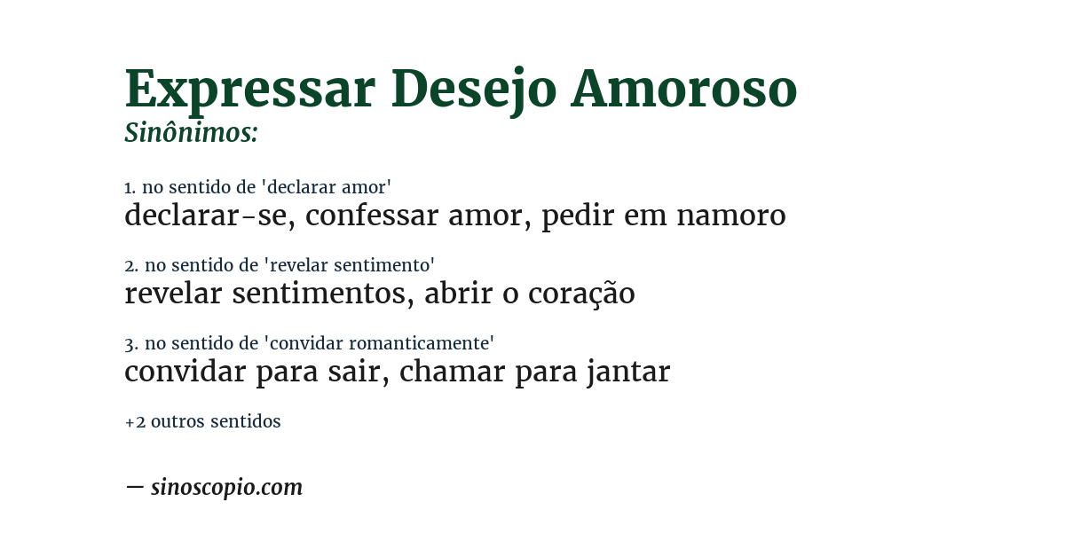 Sinônimo de expressar desejo amoroso