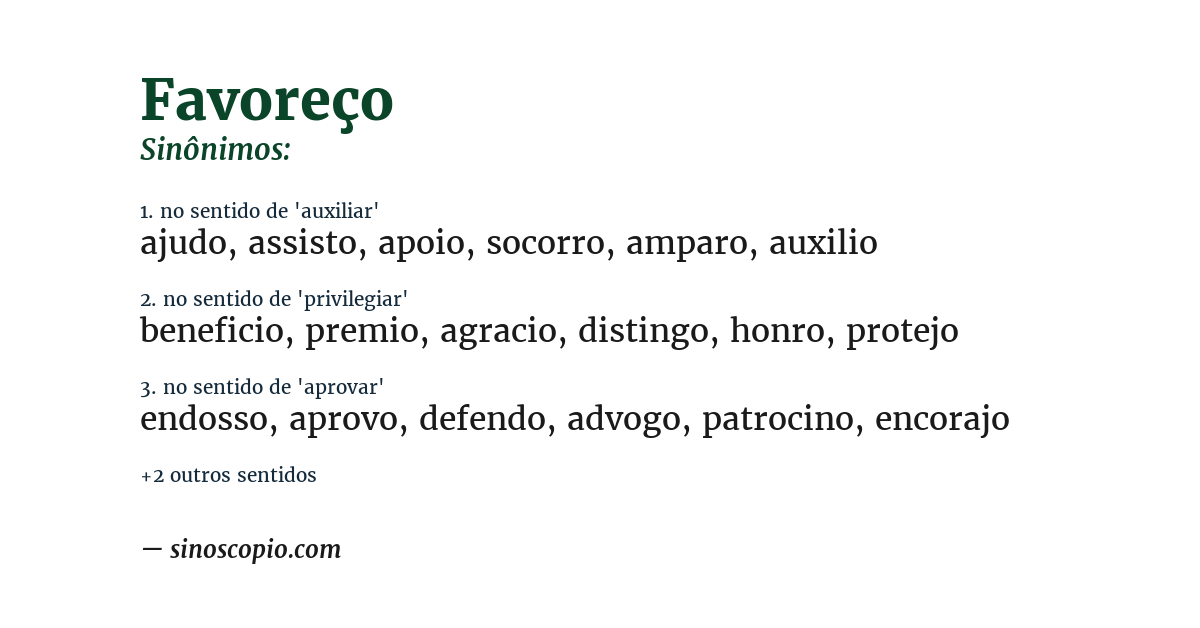 Sinônimo de favoreço