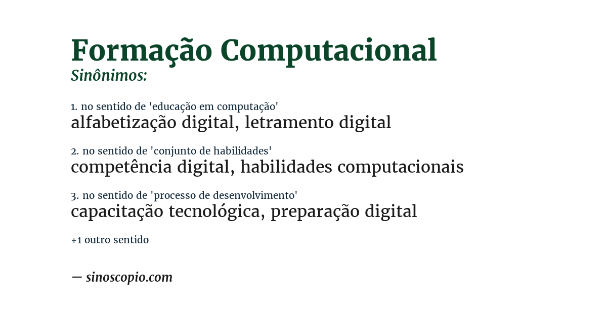 Sinônimo de formação computacional