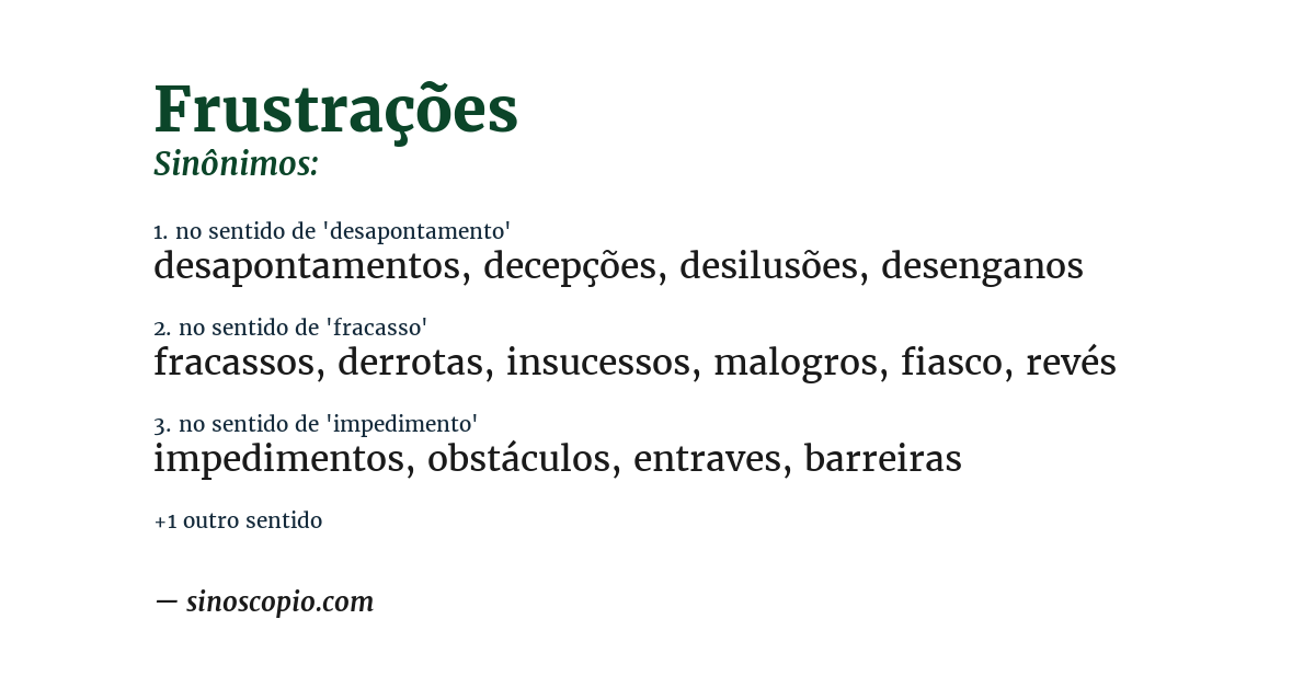 Sinônimo de frustrações