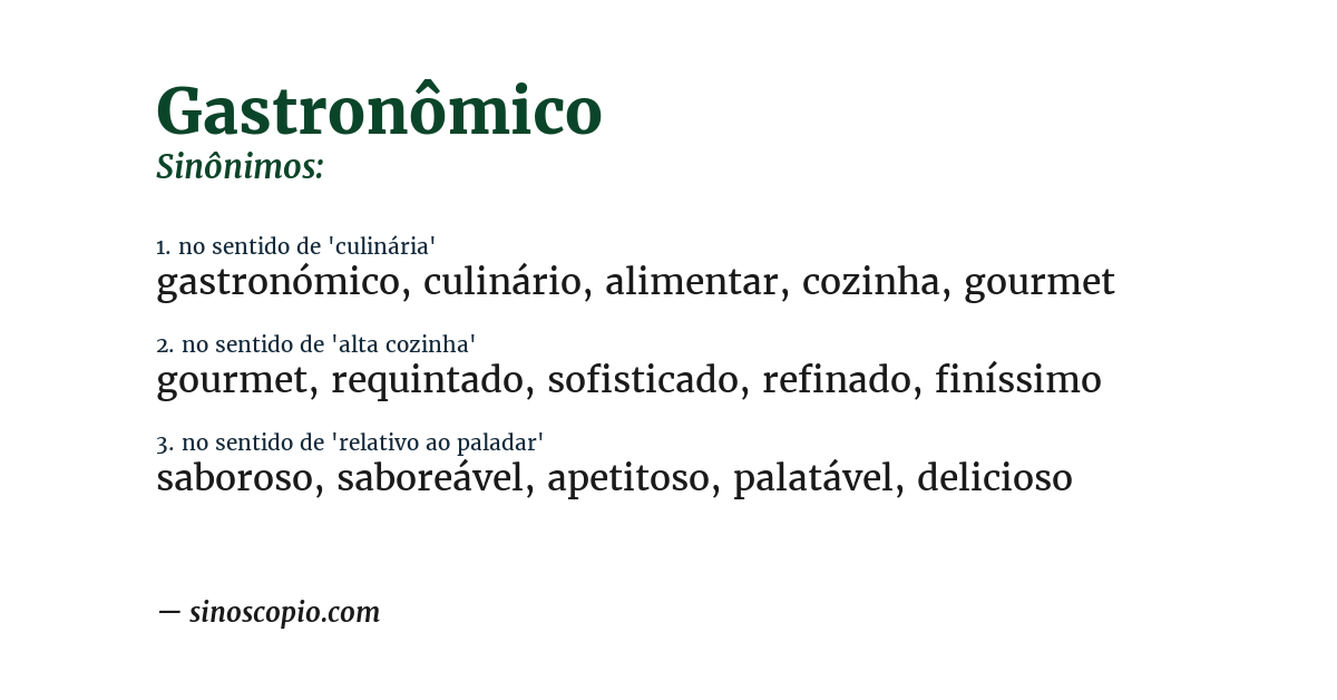 Sinônimo de gastronômico