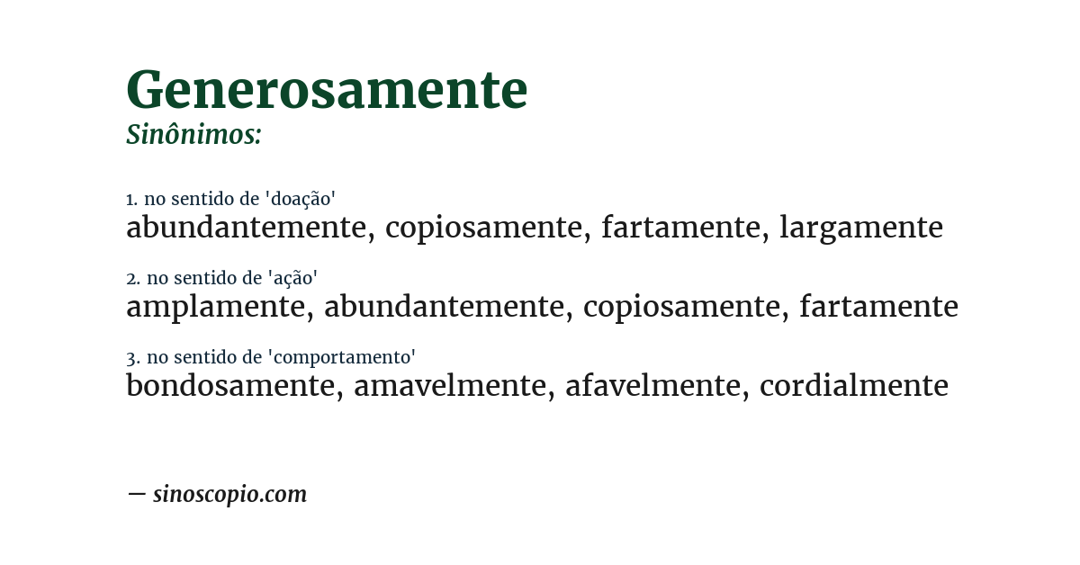 Sinônimo de generosamente