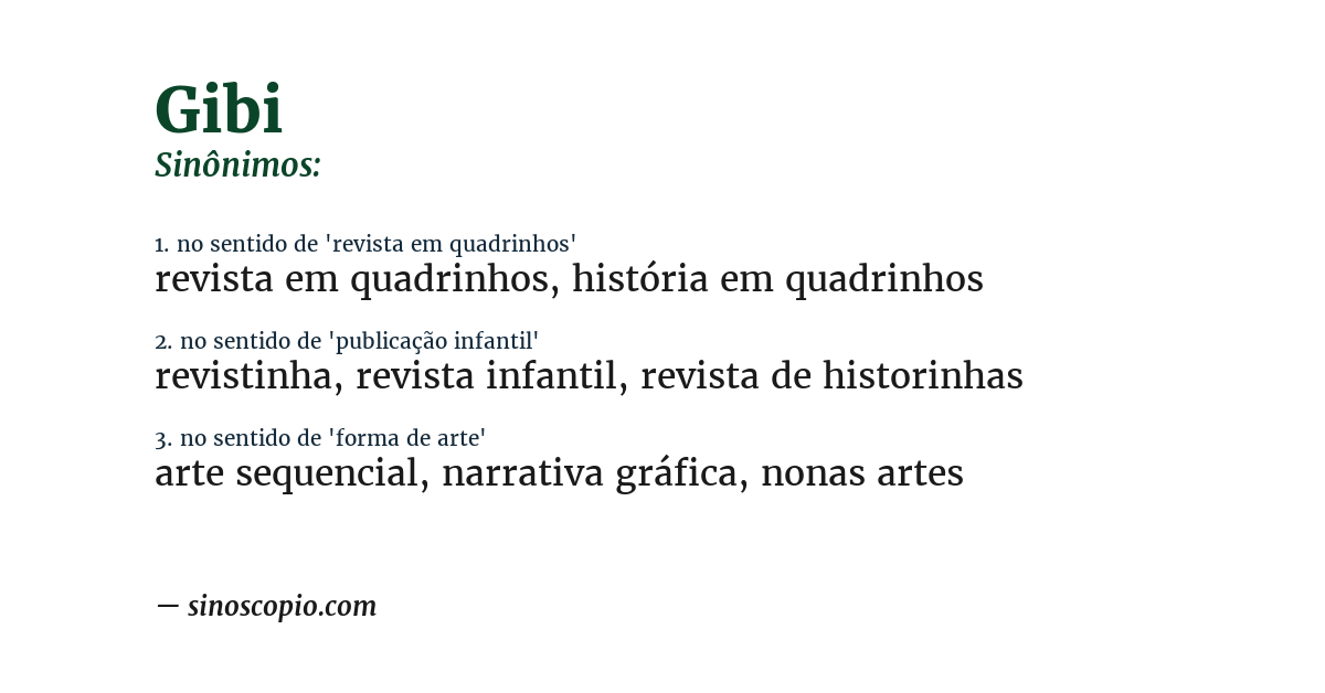 Sinônimo de gibi