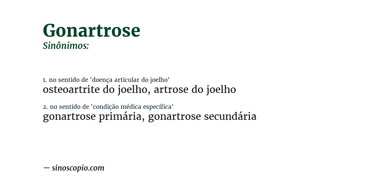 Sinônimo de gonartrose