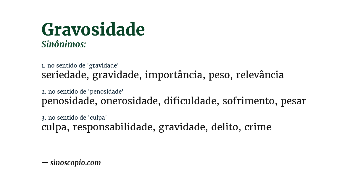 Sinônimo de gravosidade