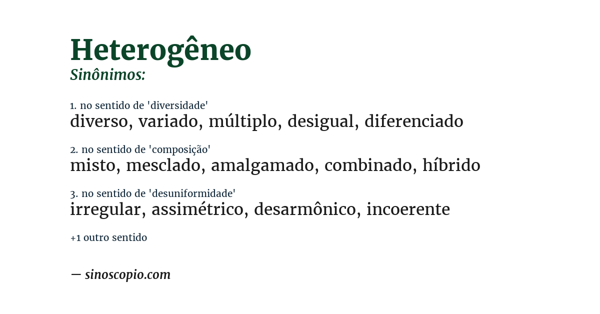 Sinônimo de heterogêneo