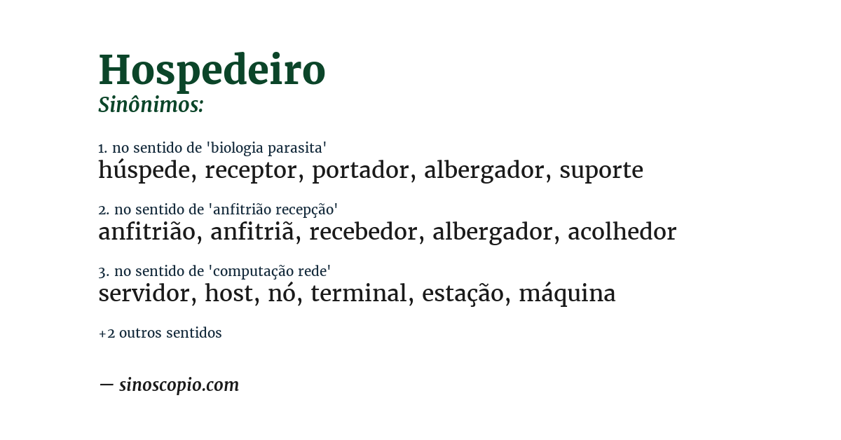 Sinônimo de hospedeiro
