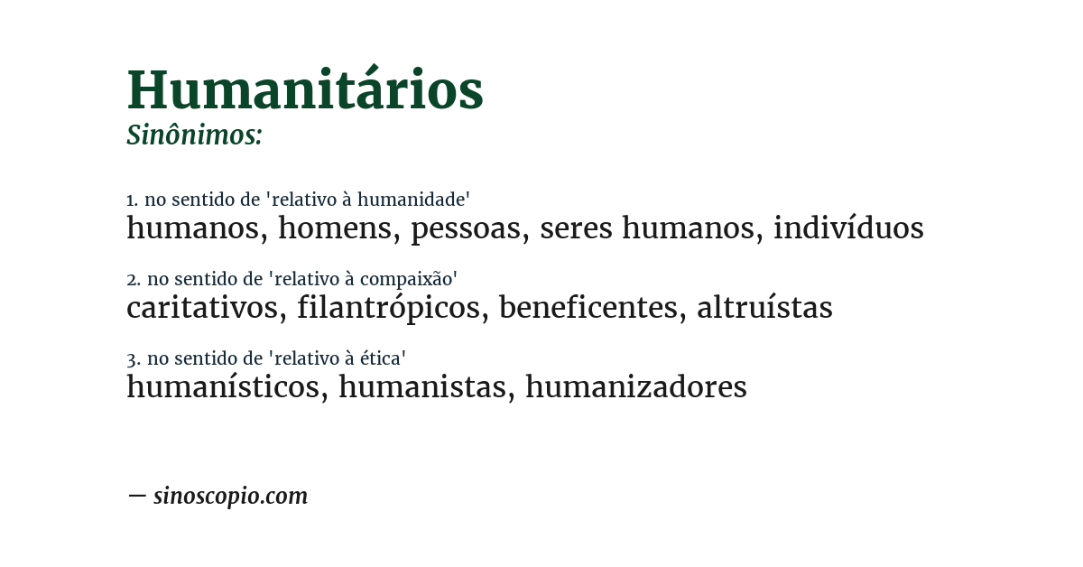 Sinônimo de humanitários