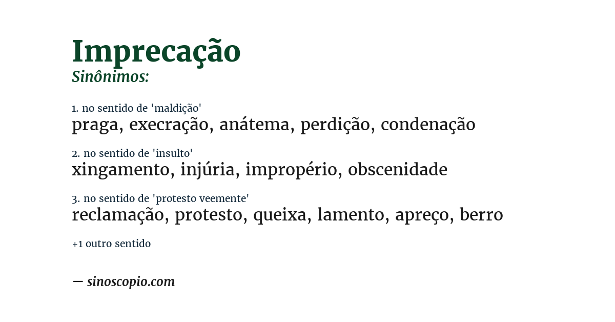 Sinônimo de imprecação