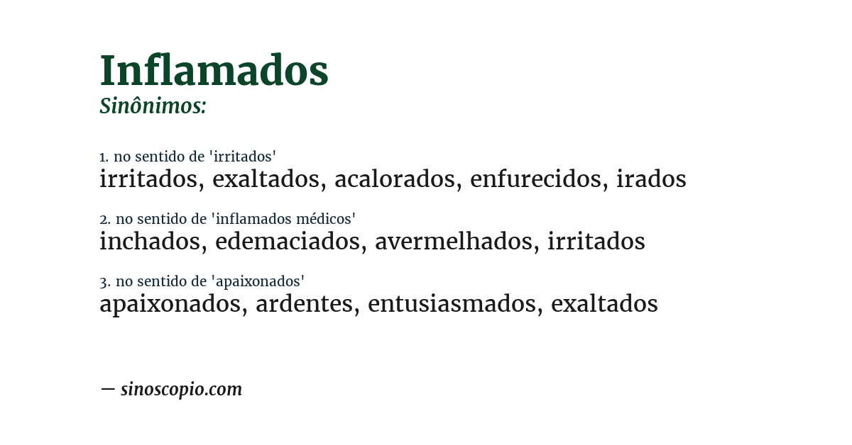 Sinônimo de inflamados