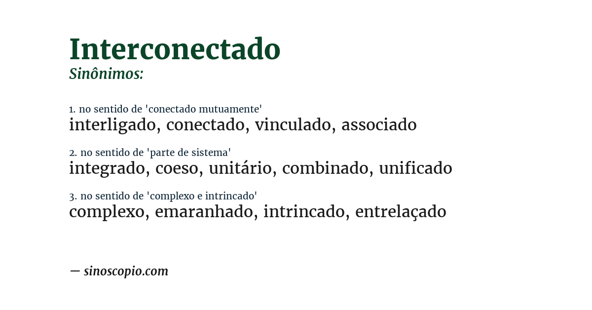 Sinônimo de interconectado