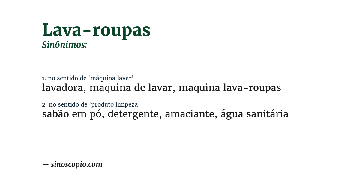 Sinônimo de lava-roupas
