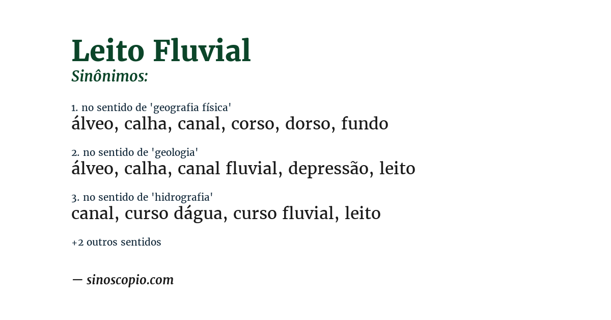Sinônimo de leito fluvial
