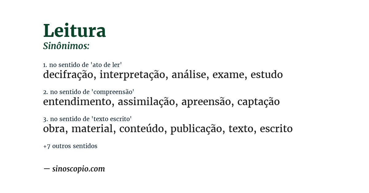 Sinônimo de leitura