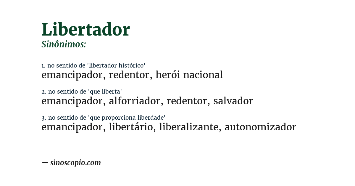Sinônimo de libertador