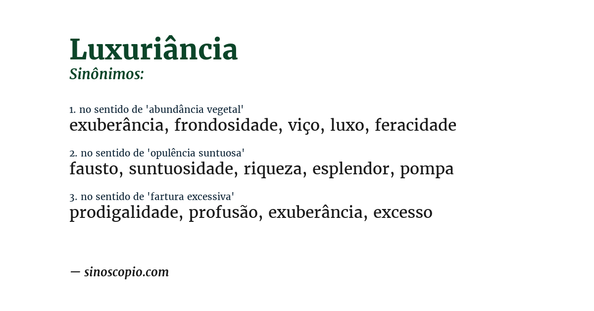 Sinônimo de luxuriância