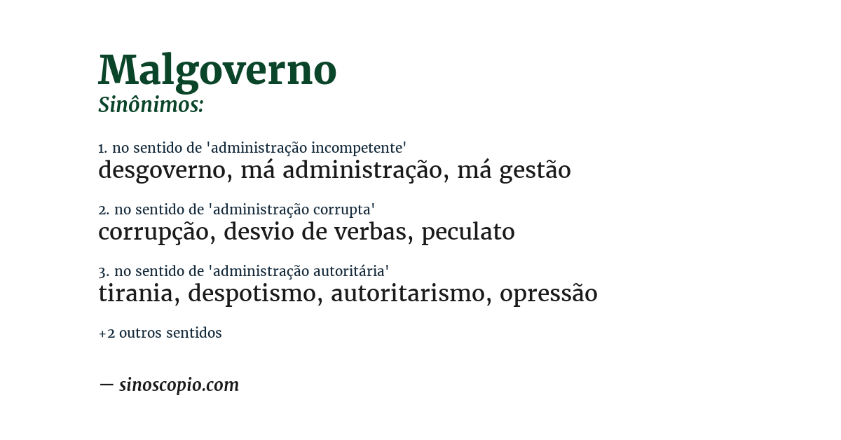 Sinônimo de malgoverno