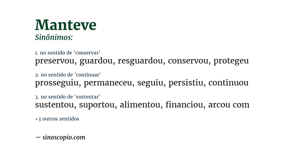 Sinônimo de manteve