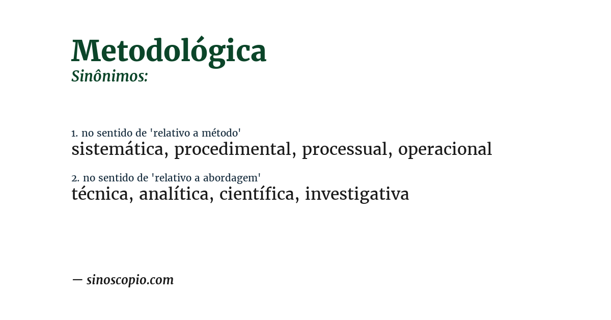 Sinônimo de metodológica