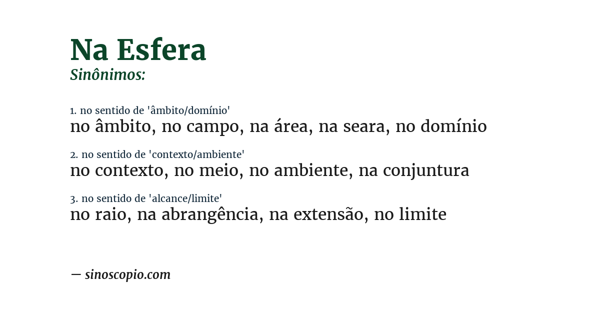 Sinônimo de na esfera
