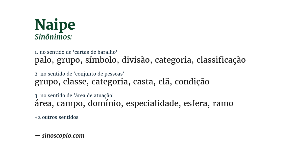 Sinônimo de naipe