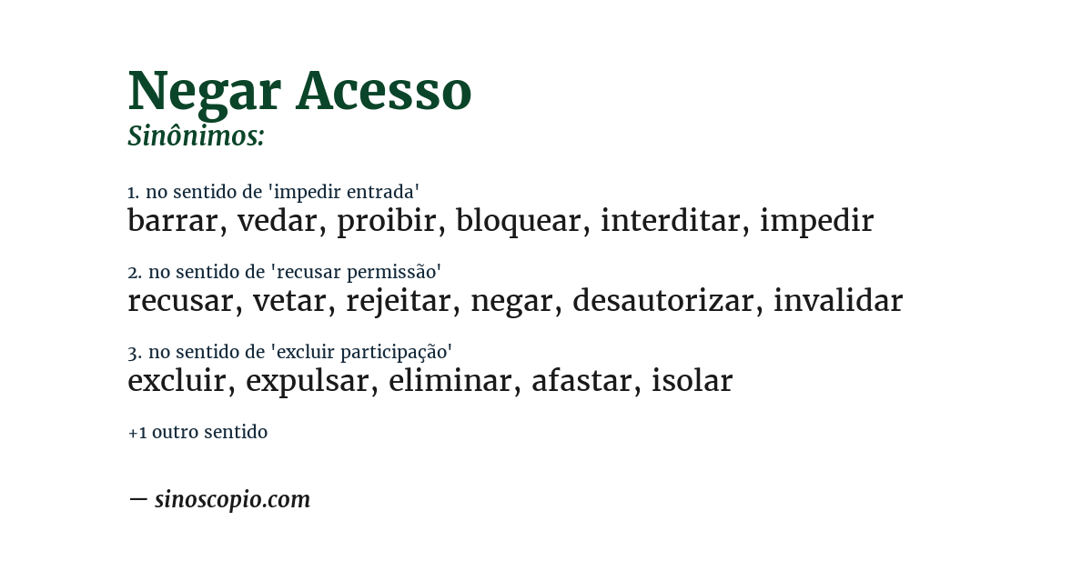Sinônimo de negar acesso