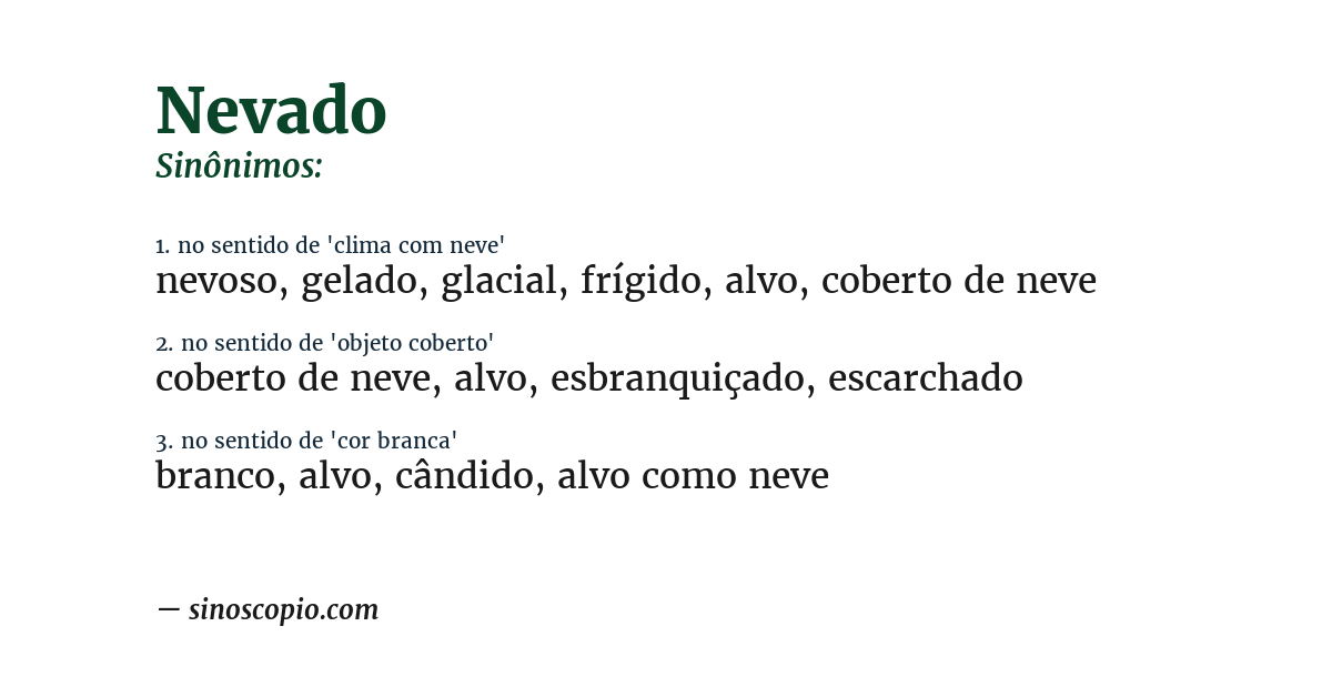 Sinônimo de nevado