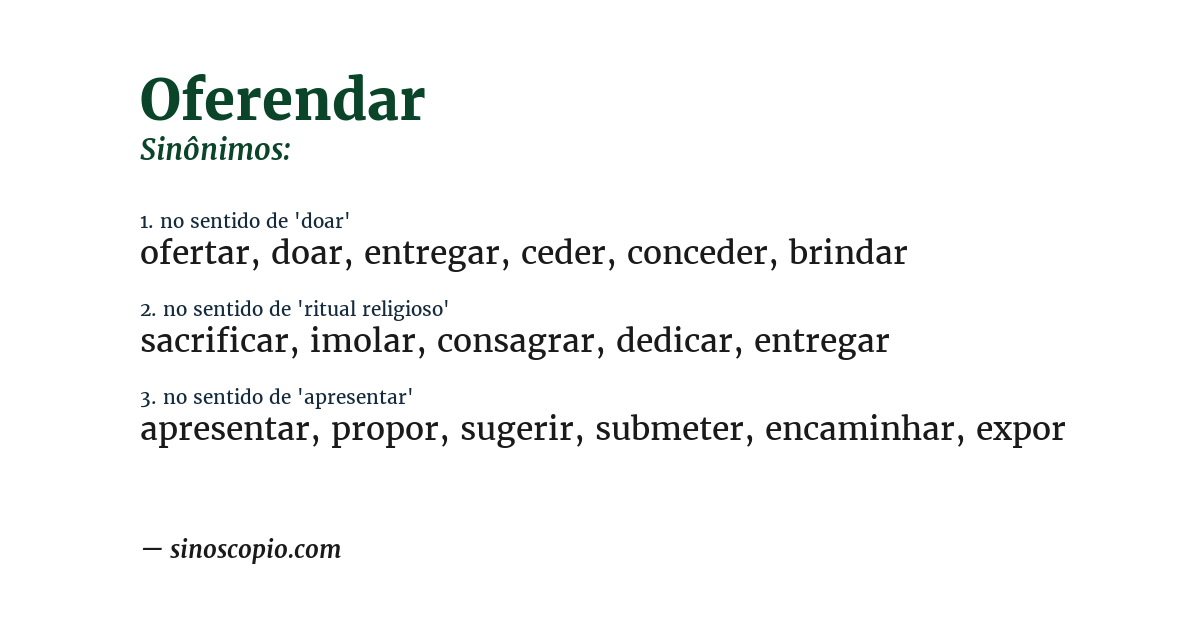 Sinônimo de oferendar