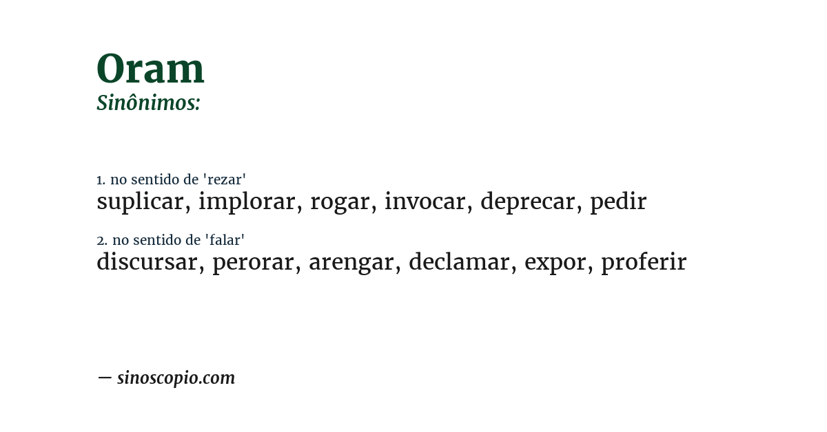 Sinônimo de oram