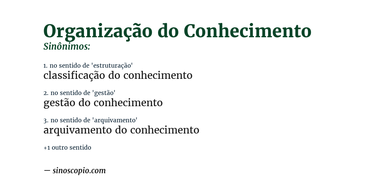 Sinônimo de organização do conhecimento