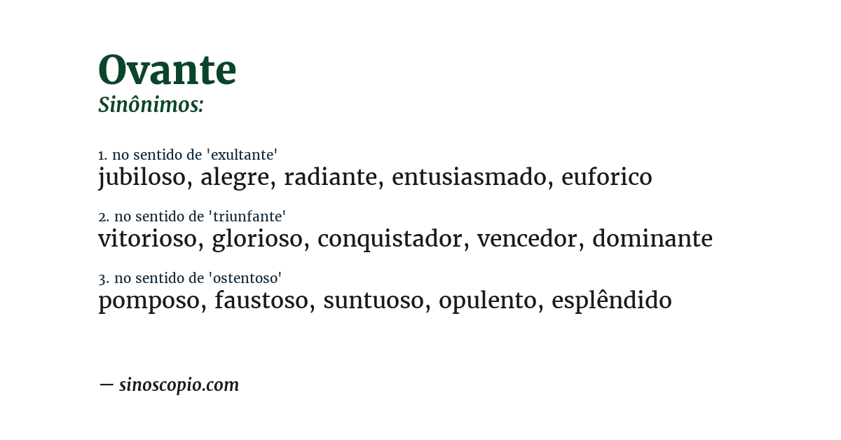 Sinônimo de ovante