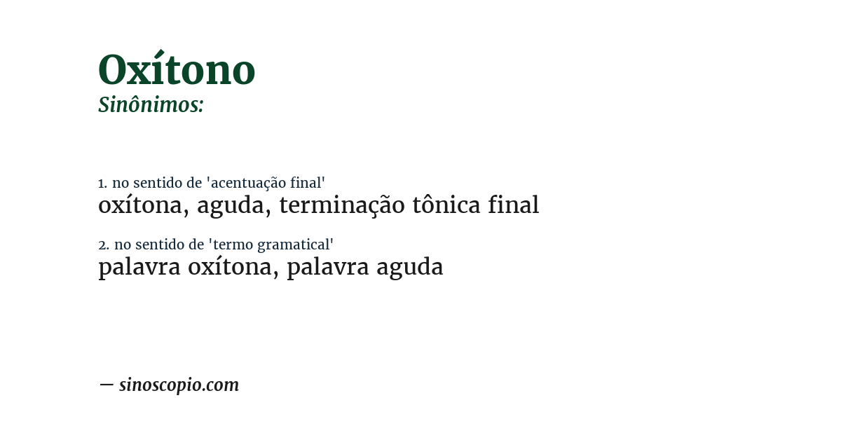 Sinônimo de oxítono