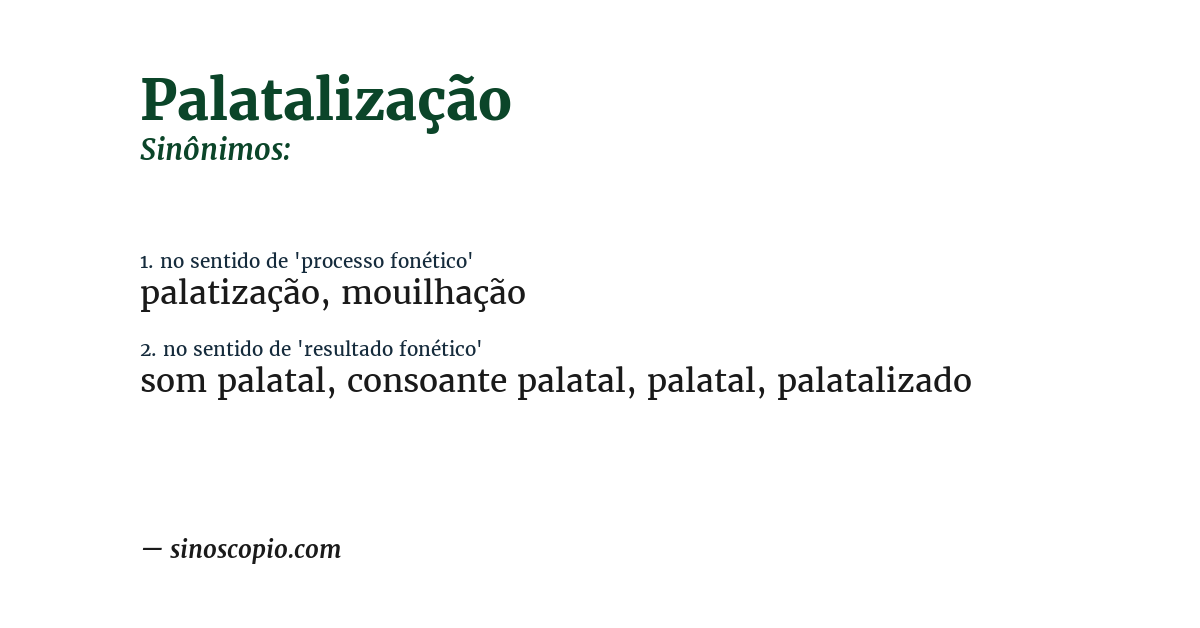 Sinônimo de palatalização