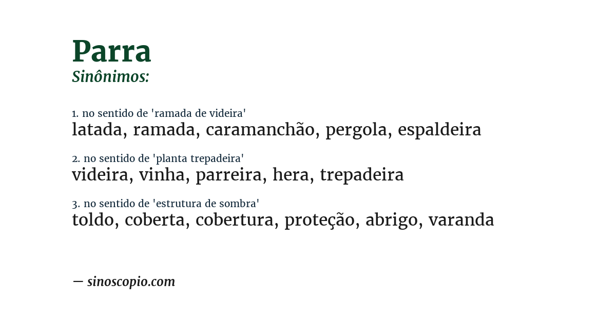 Sinônimo de parra