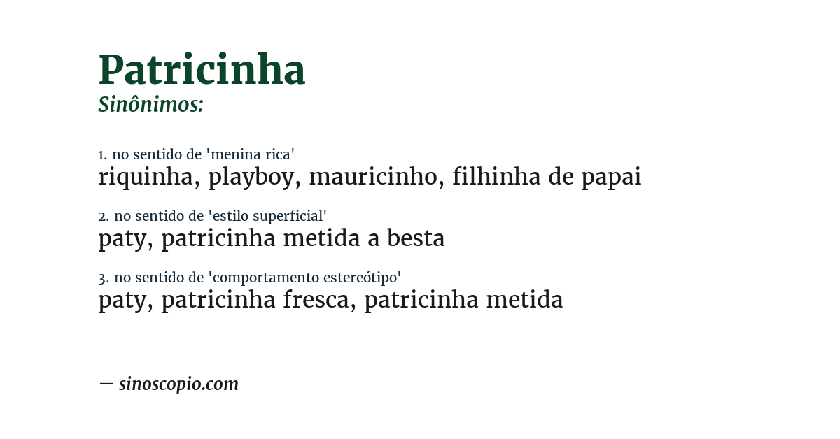 Sinônimo de patricinha