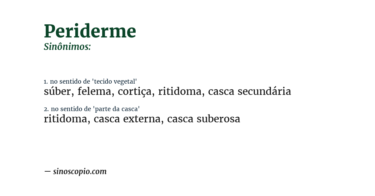 Sinônimo de periderme