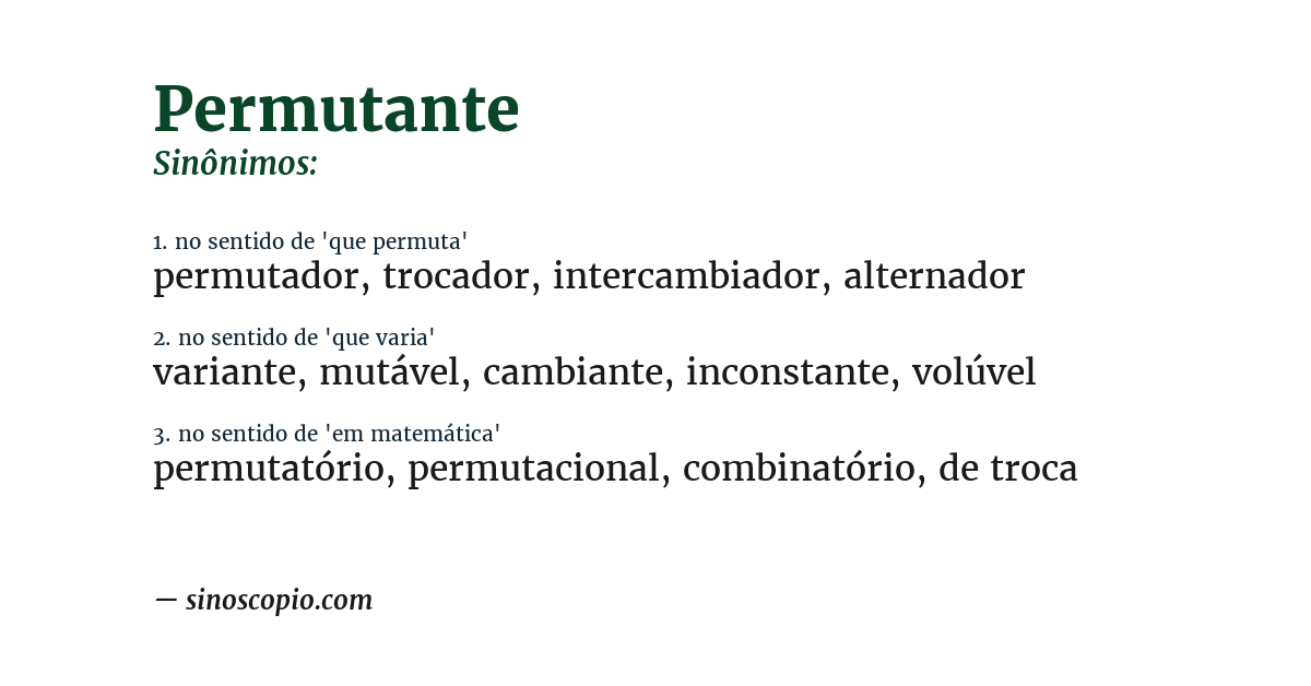 Sinônimo de permutante