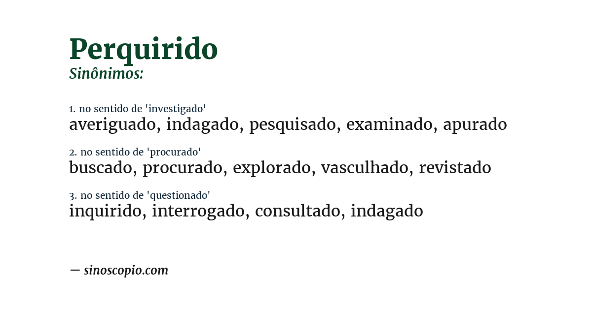 Sinônimo de perquirido