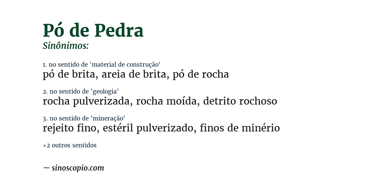 Sinônimo de pó de pedra