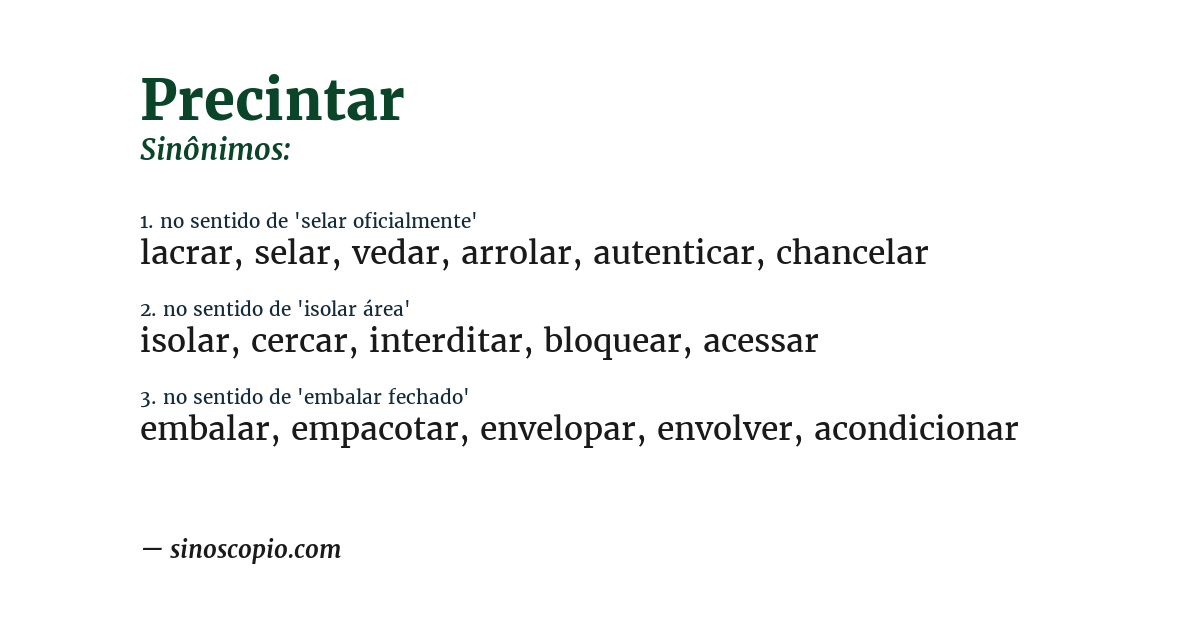 Sinônimo de precintar