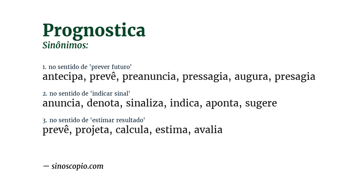 Sinônimo de prognostica
